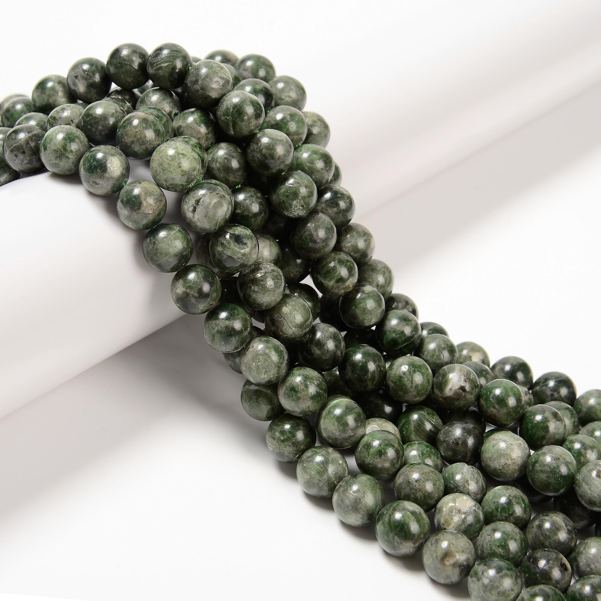 Natural Green Diopside Smooth Round Beads Size 8mm 10mm 15.5'' Strand Natural Green Diopside Smooth Round Beads Size 8mm 10mm 15.5'' Strand