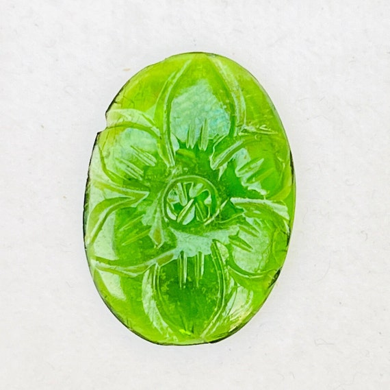 Natural Green Chrome Diopside Carved Russian Chrome Diopside Carved Hand Carved Chrome Diopside 9.30 Carat Healing Birthstone Gemstone