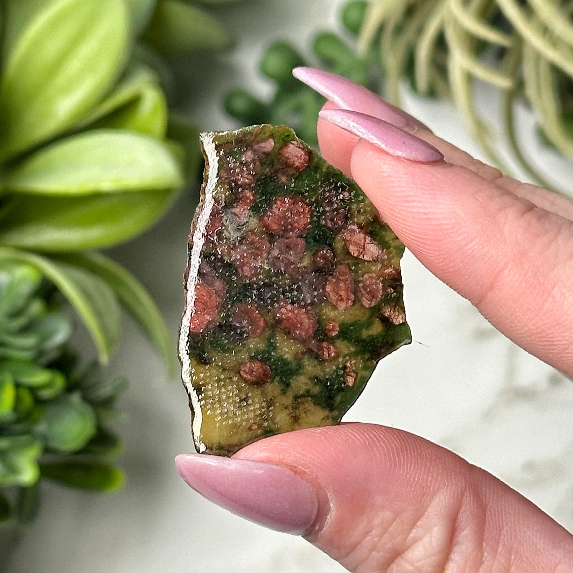 Pyrope, Diopside, And Enstatite Slab | 2g | - #9 (polished Green Red Crystal Chunk, Heart Chakra, Love)