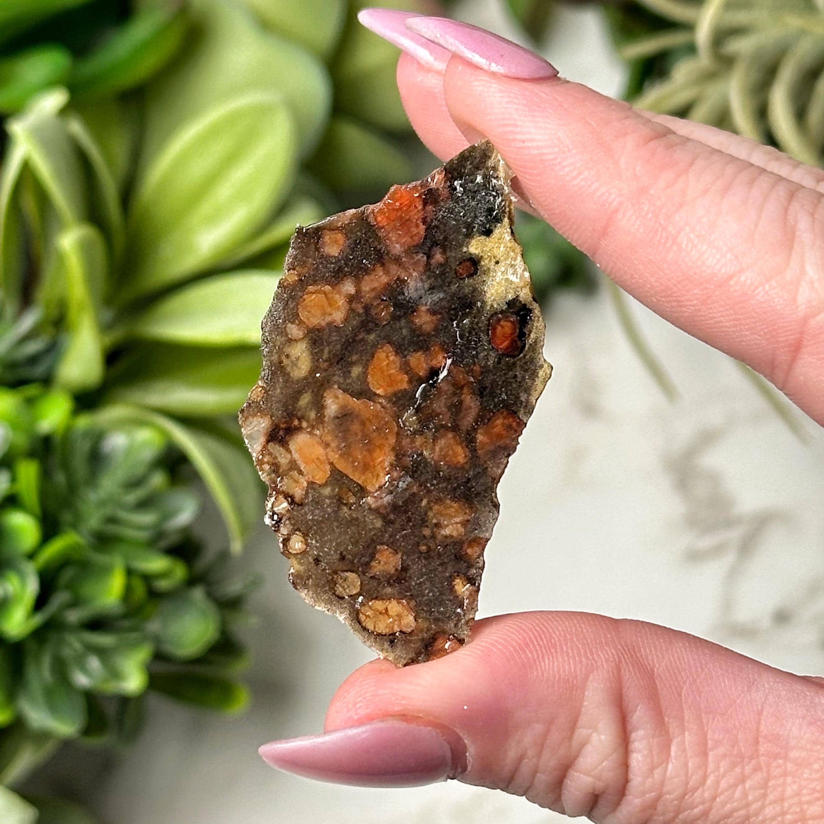 Pyrope, Diopside, And Enstatite Slab | 2g | - #6 (polished Green Red Crystal Chunk, Heart Chakra, Love)