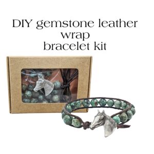 DIY African Turquoise Gemstone Bracelet Kit: Leather Wrap, Beaded Bracelet