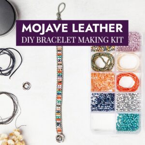 DIY LEATHER BRACELET Mojave Colored Beads | Diy Jewlery Making Kit | South West Bracelet Colorful Beaded Pattern | Leather Cord Bracelet