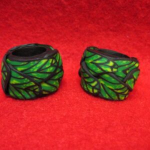 Dread Beads Green Leaves Set of 2 You Choose Hole Size Dread Beads Green Leaves Set of 2 You Choose Hole Size