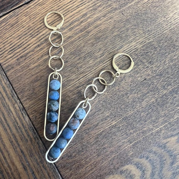Dumortierite Abacus Brass Earrings Dumortierite Abacus Brass Earrings