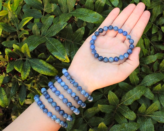 Dumortierite Bead Bracelet - 8mm Crystal Bracelet - Genuine Gemstone Jewelry Gift For Her