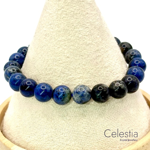 Dumortierite Beaded Bracelet | Natural Gemstone Crystal Stacking Jewellery Dumortierite Beaded Bracelet | Natural Gemstone Crystal Stacking Jewellery