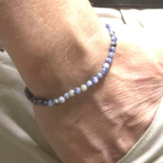 Dumortierite Beaded Minimalist Stretch Bracelet | 4mm Genuine Natural Round Gemstone | Handmade To Order