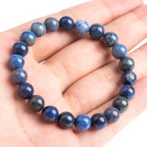 Genuine Natural Dumortierite Gemstone Beads 8mm Blue Round A Quality Bracelet (106672h-2020)