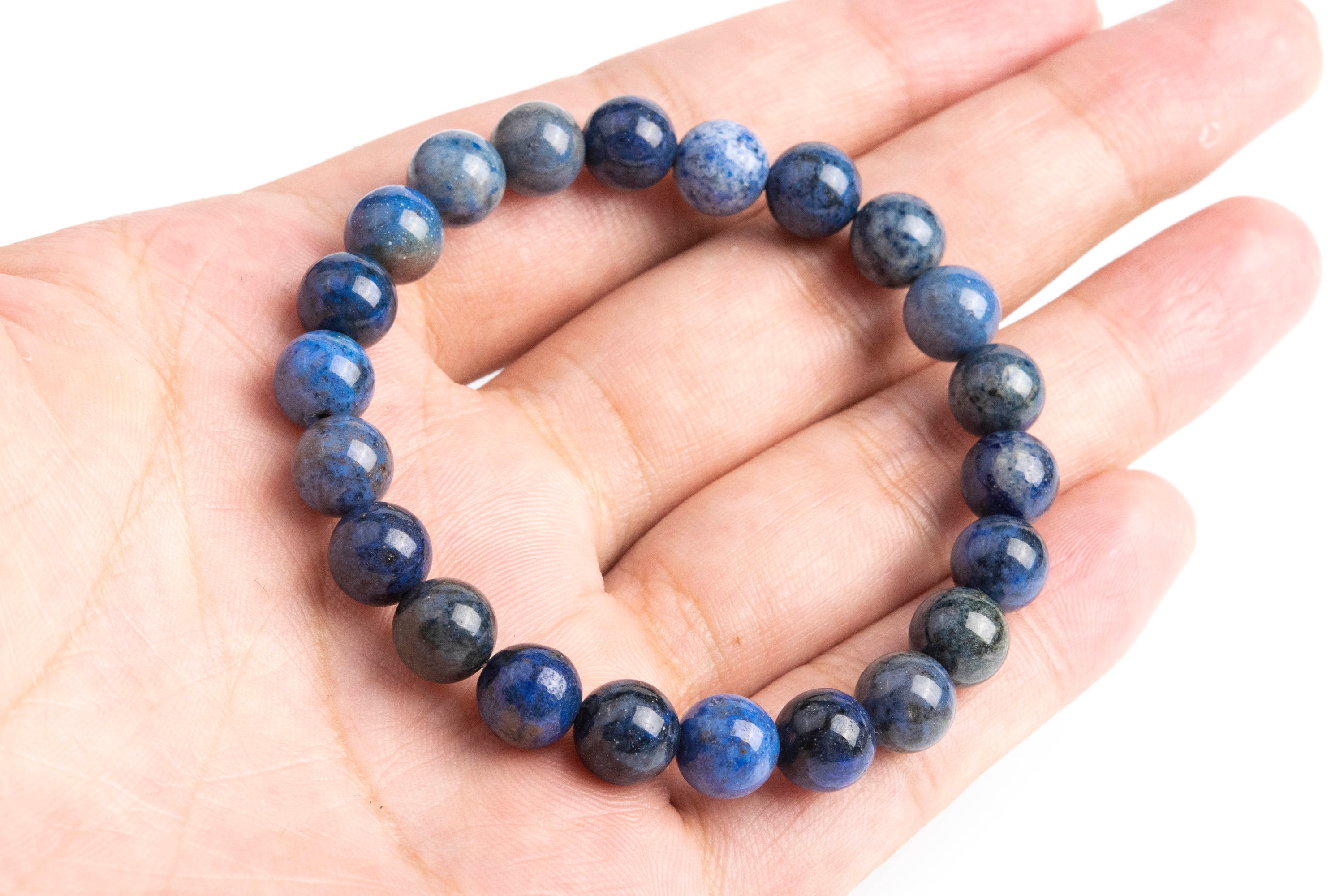 Genuine Natural Dumortierite Gemstone Beads 8mm Blue Round A Quality Bracelet (106672h-2020)