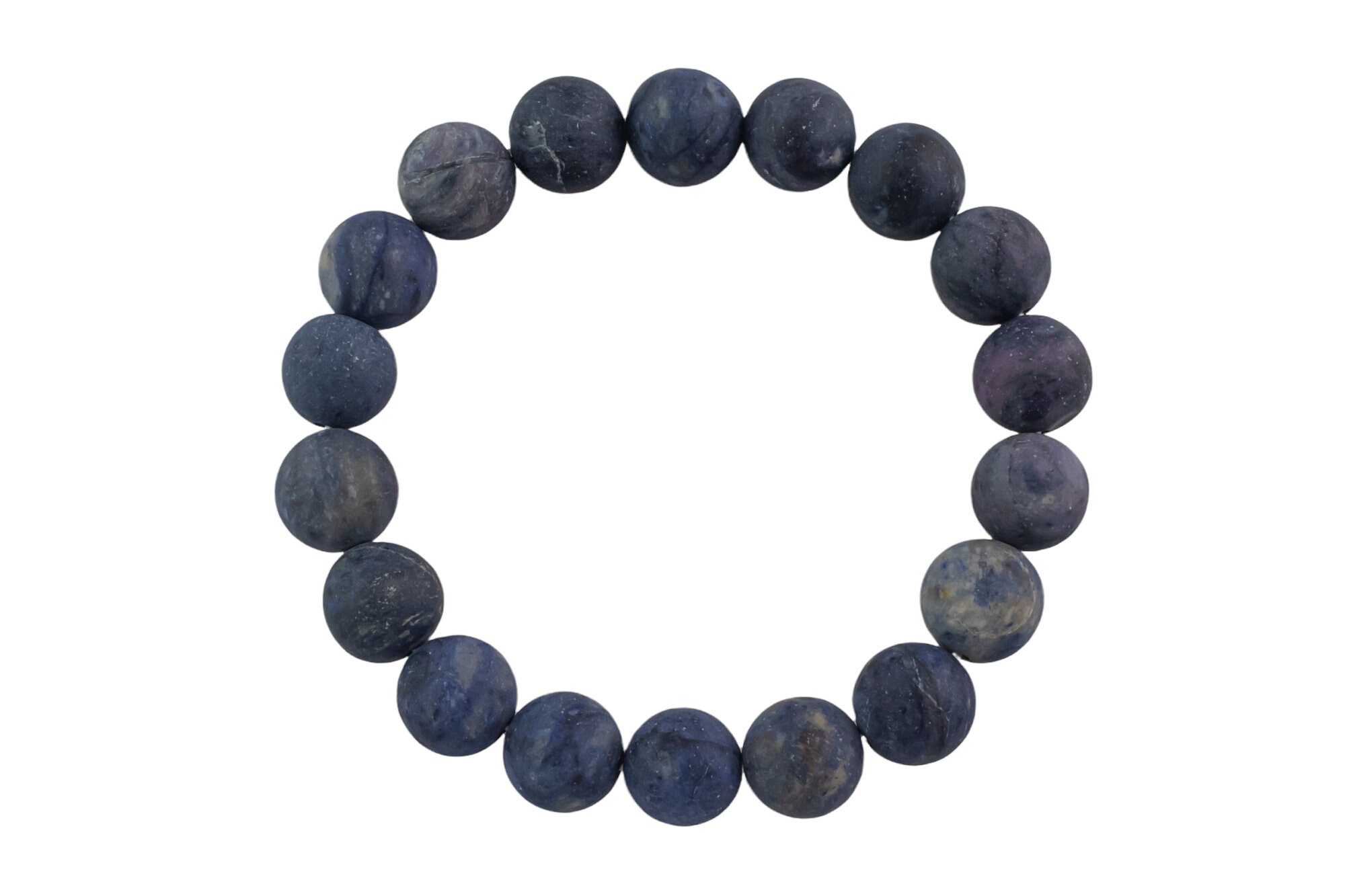 Blue Dumortierite Bracelet Matte Round Size 6mm And 8mm Handmade In Usa Natural Gemstone Crystal Bracelets - Handmade Jewelry - Approx. 7"