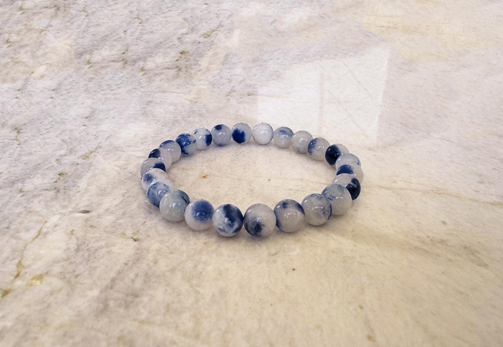 Dumortierite Bracelet: Blue Quartz Gemstone Stretch Bracelet Dumortierite Bracelet: Blue Quartz Gemstone Stretch Bracelet