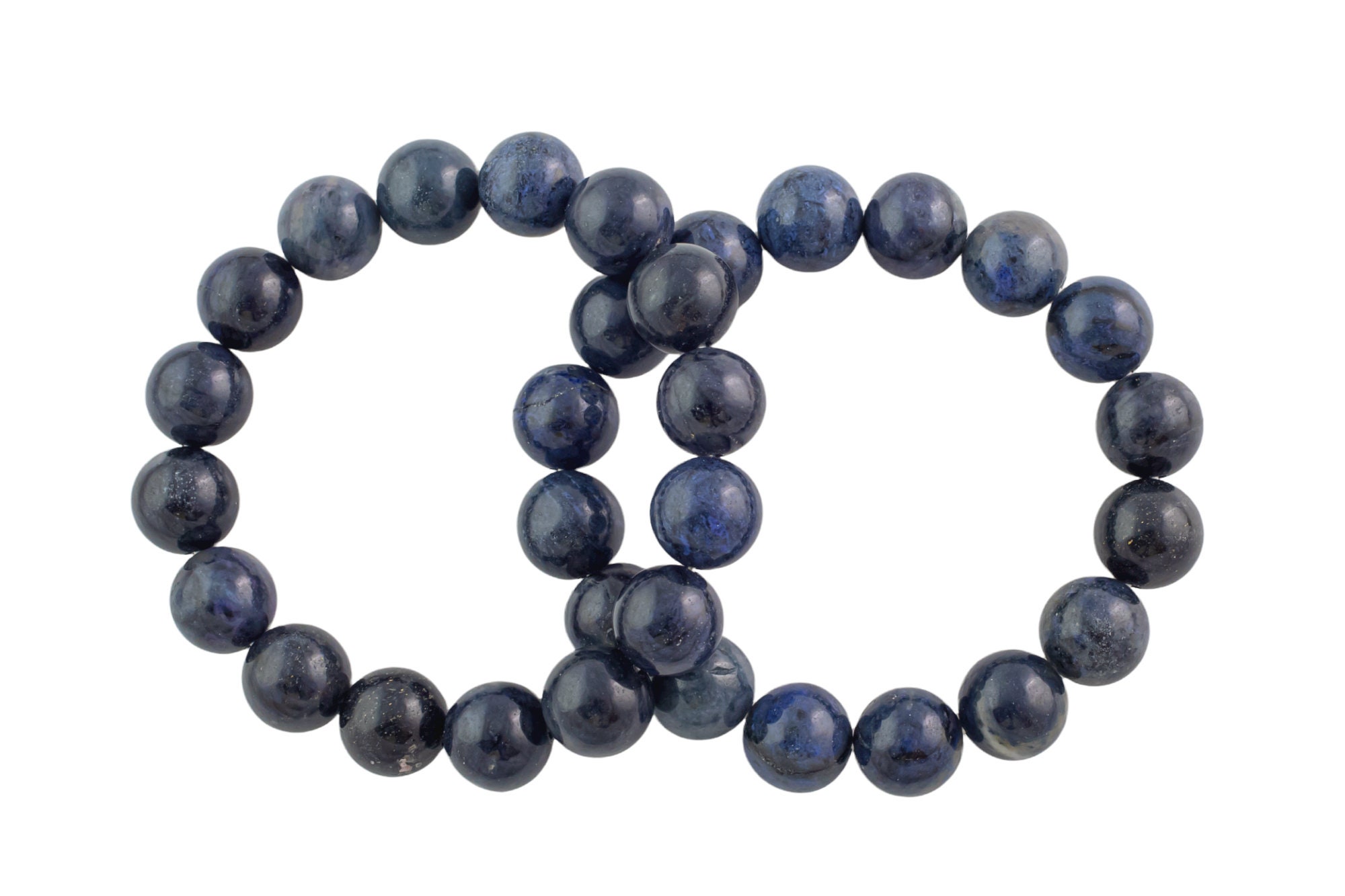 Blue Dumortierite Bracelet Smooth Round Size 6mm And 8mm Handmade In Usa Natural Gemstone Crystal Bracelets - Handmade Jewelry - Approx. 7"