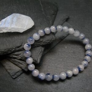 Dumortierite In Quartz Genuine Bracelet ~ 7 Inches ~ 7mm Round Beads Dumortierite In Quartz Genuine Bracelet ~ 7 Inches ~ 7mm Round Beads