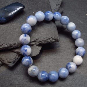 Dumortierite In Quartz Genuine Bracelet ~ 7 Inches ~ 10mm Round Beads Dumortierite In Quartz Genuine Bracelet ~ 7 Inches ~ 10mm Round Beads