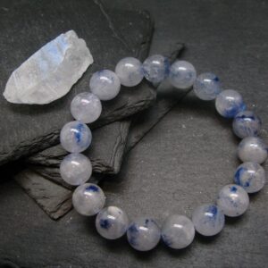 Dumortierite In Quartz Genuine Bracelet ~ 7.5 Inches ~ 12mm Round Beads Dumortierite In Quartz Genuine Bracelet ~ 7.5 Inches ~ 12mm Round Beads