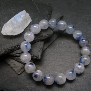 Dumortierite In Quartz Genuine Bracelet ~ 7.5 Inches ~ 12mm Round Beads Dumortierite In Quartz Genuine Bracelet ~ 7.5 Inches ~ 12mm Round Beads