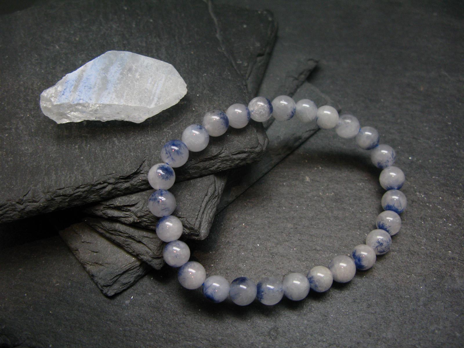 Dumortierite In Quartz Genuine Bracelet ~ 7 Inches ~ 7mm Round Beads Dumortierite In Quartz Genuine Bracelet ~ 7 Inches ~ 7mm Round Beads