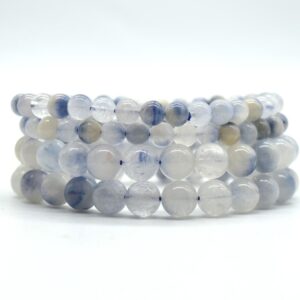Dumortierite In Quartz Round Bead Sample Strand / Bracelet - 6mm Or 8mm Sizes - 7.5 Inches Dumortierite In Quartz Round Bead Sample Strand / Bracelet - 6mm Or 8mm Sizes - 7.5 Inches