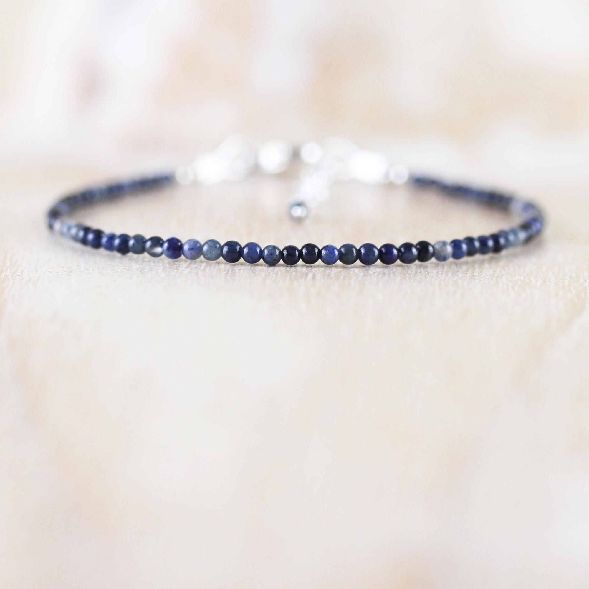 Dumortierite Bracelet In Sterling Silver, Gold Or Rose Gold Filled Dumortierite Bracelet In Sterling Silver, Gold Or Rose Gold Filled