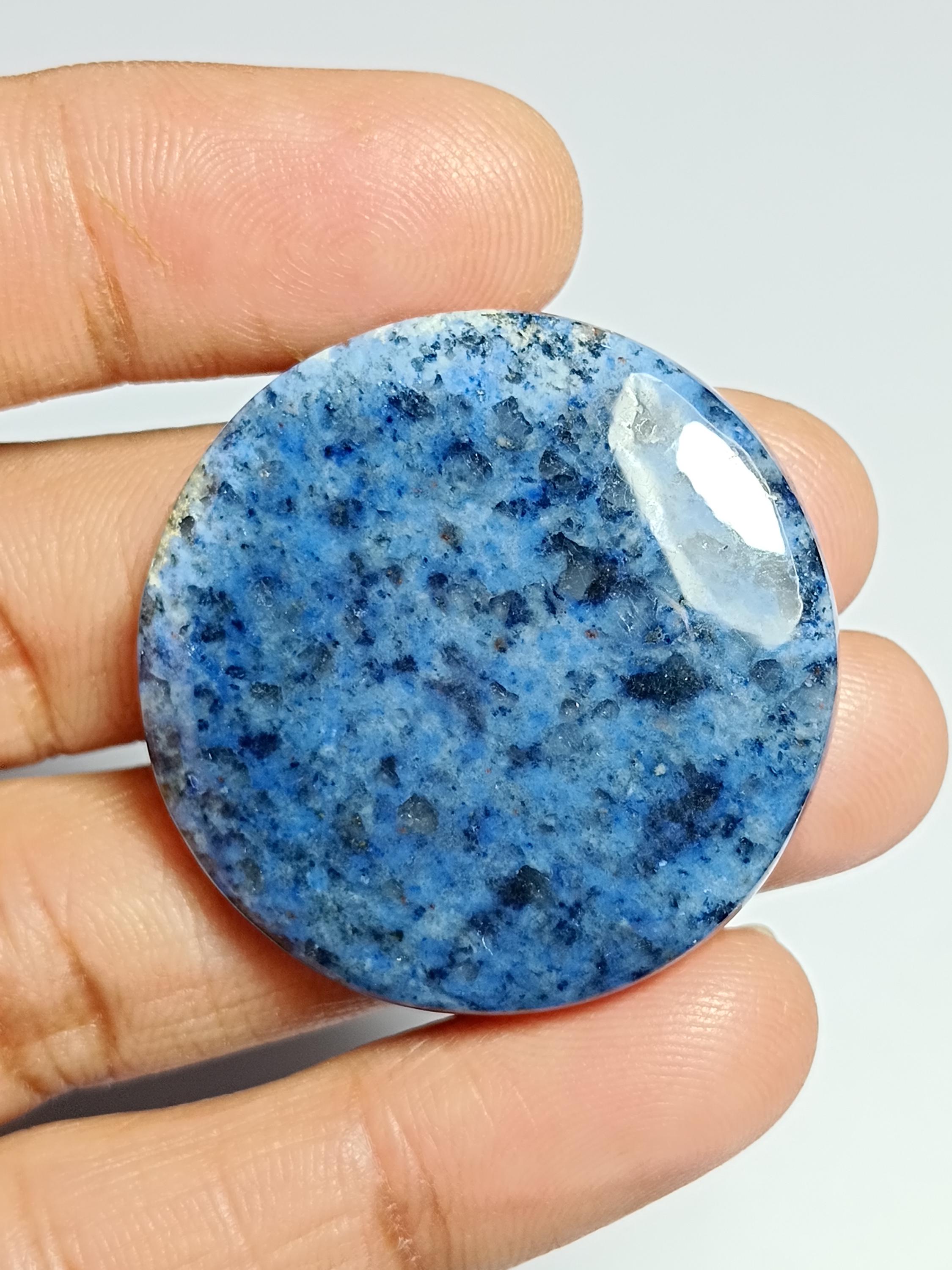 Dumortierite Quartz Cabochon Gemstone (73 Cts, 35 X 35 Mm)