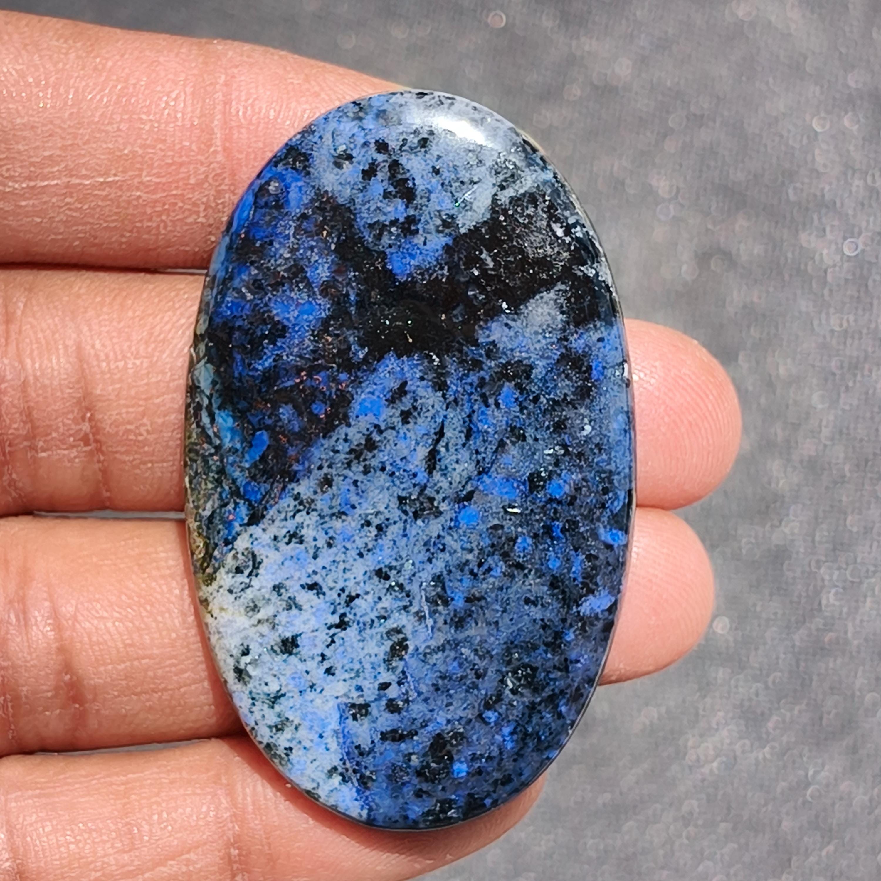 Dumortierite Quartz Cabochon, Gemstone 81cts. 52 X 32 Mm