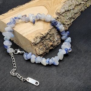 Dumortierite Chip Bracelet with Stainless Steel Extension Dumortierite Chip Bracelet with Stainless Steel Extension