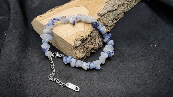 Dumortierite Chip Bracelet With Stainless Steel Extension Dumortierite Chip Bracelet With Stainless Steel Extension
