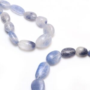 Natural Dumortierite Quartz Smooth Tumble Beads, Dumortierite Quartz Tumble, Dumortierite Jewelry Making Gemstone, 8 Inch / 18 Inch Strand
