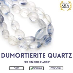 Natural Dumortierite Quartz Smooth Tumble Beads, Dumortierite Quartz Tumble, Dumortierite Jewelry Making Gemstone, 18 Inch Full Strand