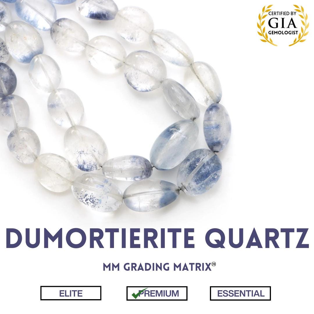 Natural Dumortierite Quartz Smooth Tumble Beads, Dumortierite Quartz Tumble, Dumortierite Jewelry Making Gemstone, 18 Inch Full Strand