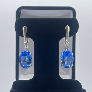 8.5ctw Oval Cut Blue Quartz Earrings Leverback Dangle Dumortierite Paraiba Color Jewelry Gift