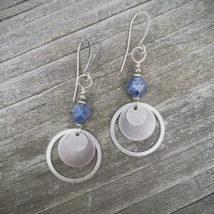 Dumortierite Earrings, Bohemian Earrings, Silver Hoop Earrings, Stone Earrings, Stone Jewelry, Boho Jewelry, Gift for Her
