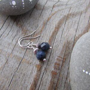 Dumortierite Earrings, Dark Blue Semi Precious Stone, Dangle Earrings
