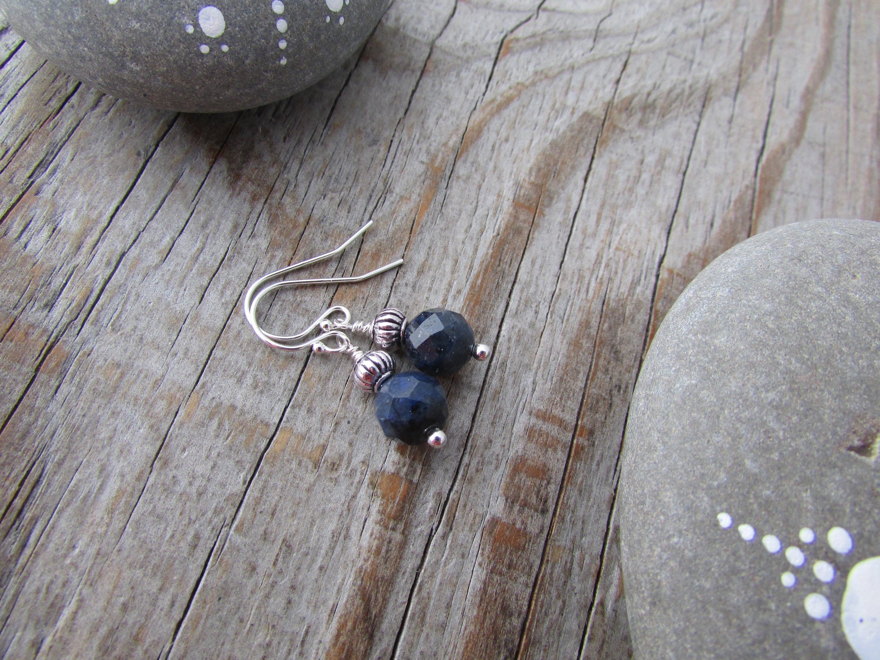 Dumortierite Earrings, Dark Blue Semi Precious Stone, Dangle Earrings Dumortierite Earrings, Dark Blue Semi Precious Stone, Dangle Earrings