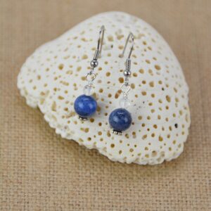 Dumortierite & Opalite Bead Earrings: Surgical Steel Hooks