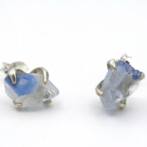 Raw Dumortierite Stud Earrings: Sterling Silver Crystal Jewelry