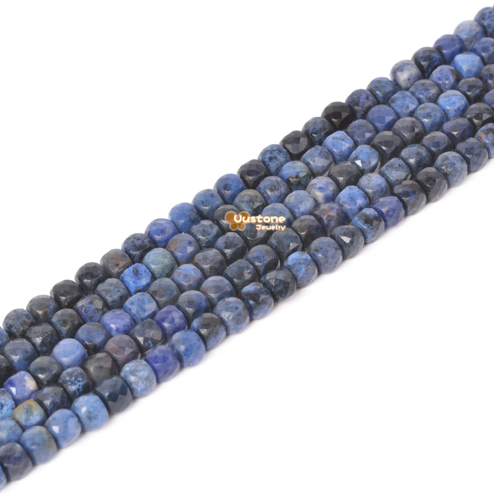 3.7mm To 4.7mm Faceted Blue Dumortierite Cube Square Loose Beads Diy Jewelry Making Strand 15.5-16"