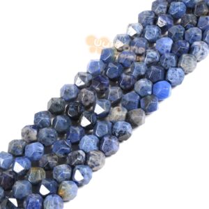 6mm Blue Dumortierite Gemstone Triangle Faceted Round Loose Beads Strand 15.5" Diy Jewelry Making