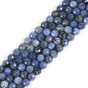 6mm Faceted Blue Dumortierite Round Ball Loose Beads Diy Jewelry Making Beads Strand 15.5-16"
