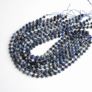 8MM Blue Dumortierite Beads Grade AA Genuine Natural Gemstone Bicone Faceted Loose Beads 15"/7.5" Bulk Lot Options(126708)