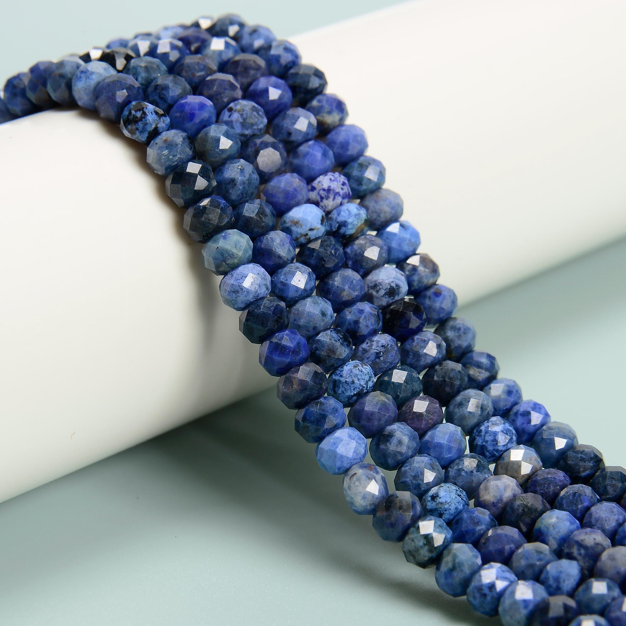 Natural Dumortierite Faceted Rondelle Beads Size 4x6mm 15.5'' Strand Natural Dumortierite Faceted Rondelle Beads Size 4x6mm 15.5'' Strand