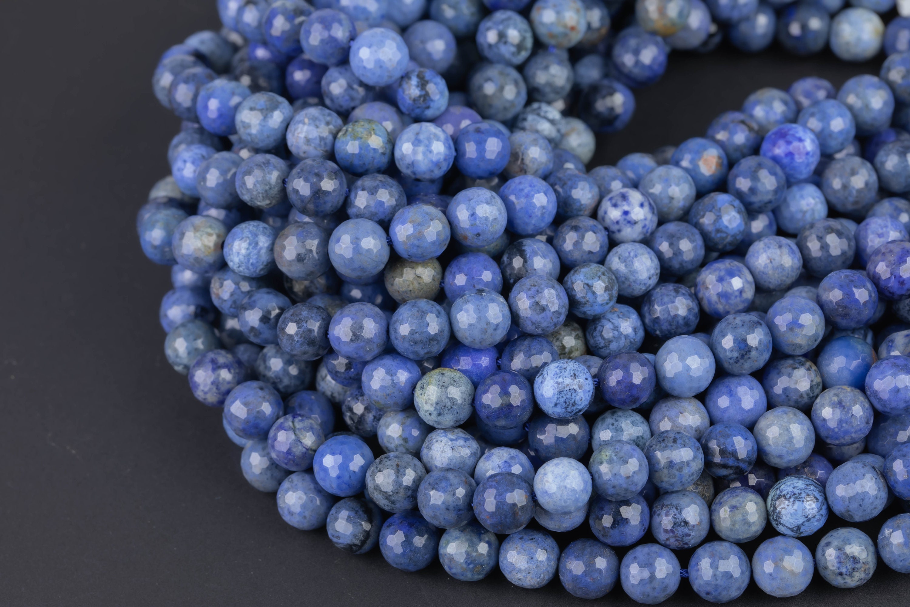 Natural Russian Dumortierite Beads - Aaa Quality - Extra Dark Blue - High Quality In Faceted Round, 6mm, 8mm, 10mm Gemstone Beads