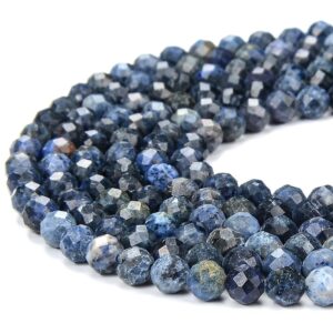 Natural South Africa Blue Dumortierite Gemstone Grade AA Micro Faceted Round 4MM  Loose Beads 15 inch Full Strand (80018261-P100)