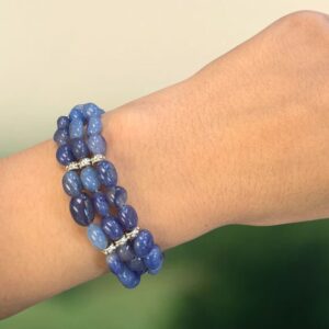 Dumortierite Gemstone Bracelet: Multi Strand Blue Stone Stacked Bracelet Dumortierite Gemstone Bracelet: Multi Strand Blue Stone Stacked Bracelet