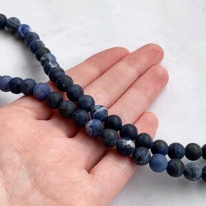Dumortierite Necklace, Dark Blue Bead Necklace and Matching Earrings Set, Navy Necklace with Earrings - CLASSIC JEWELRY
