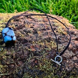 Dumortierite Necklace Healing 25mm-30mm Tumblestone handmade macrame pendant
