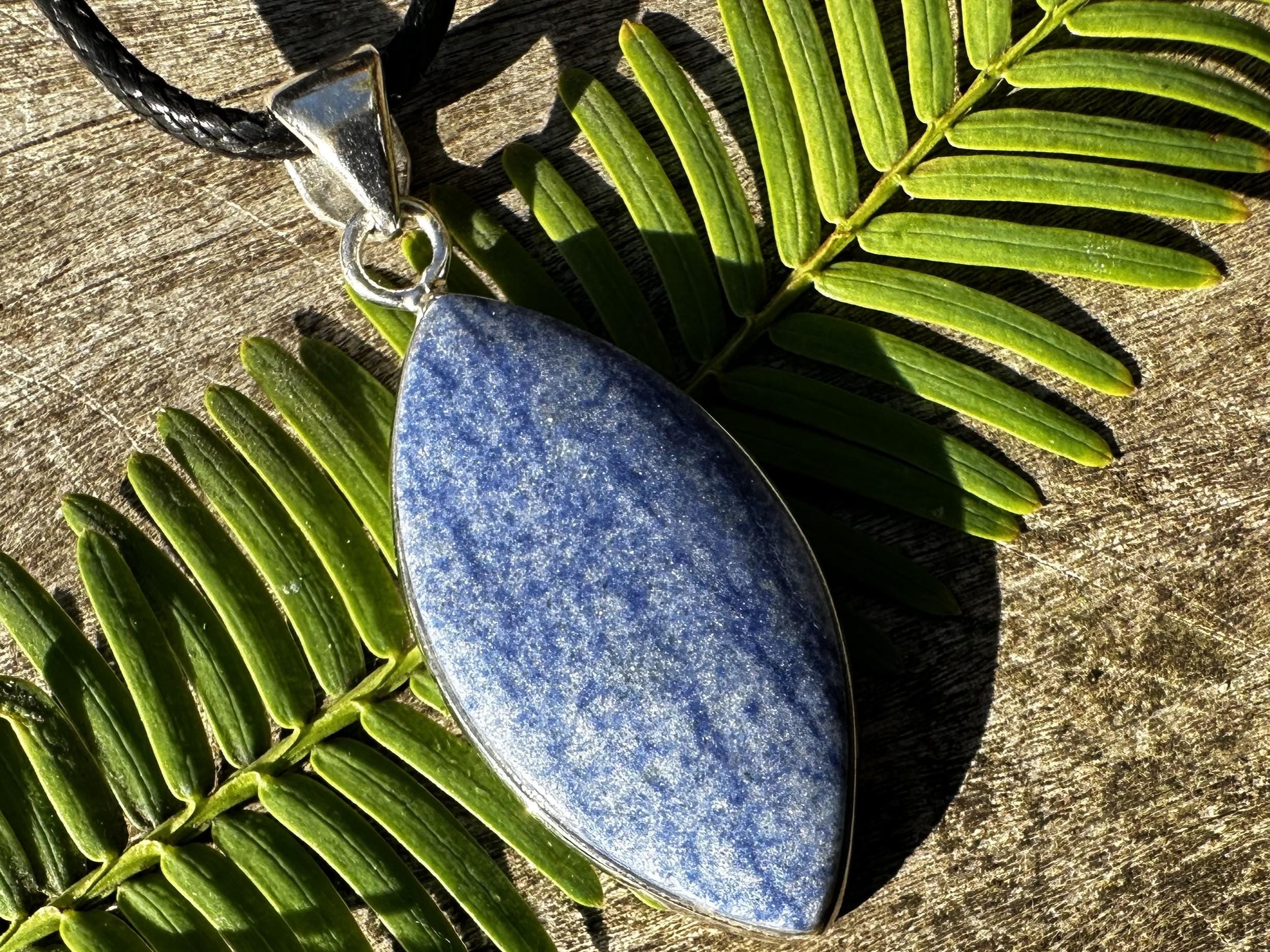 Unisex Dumortierite, 925 Silver, Healing Stone Necklace With Positive Energy! Unisex Dumortierite, 925 Silver, Healing Stone Necklace With Positive Energy!