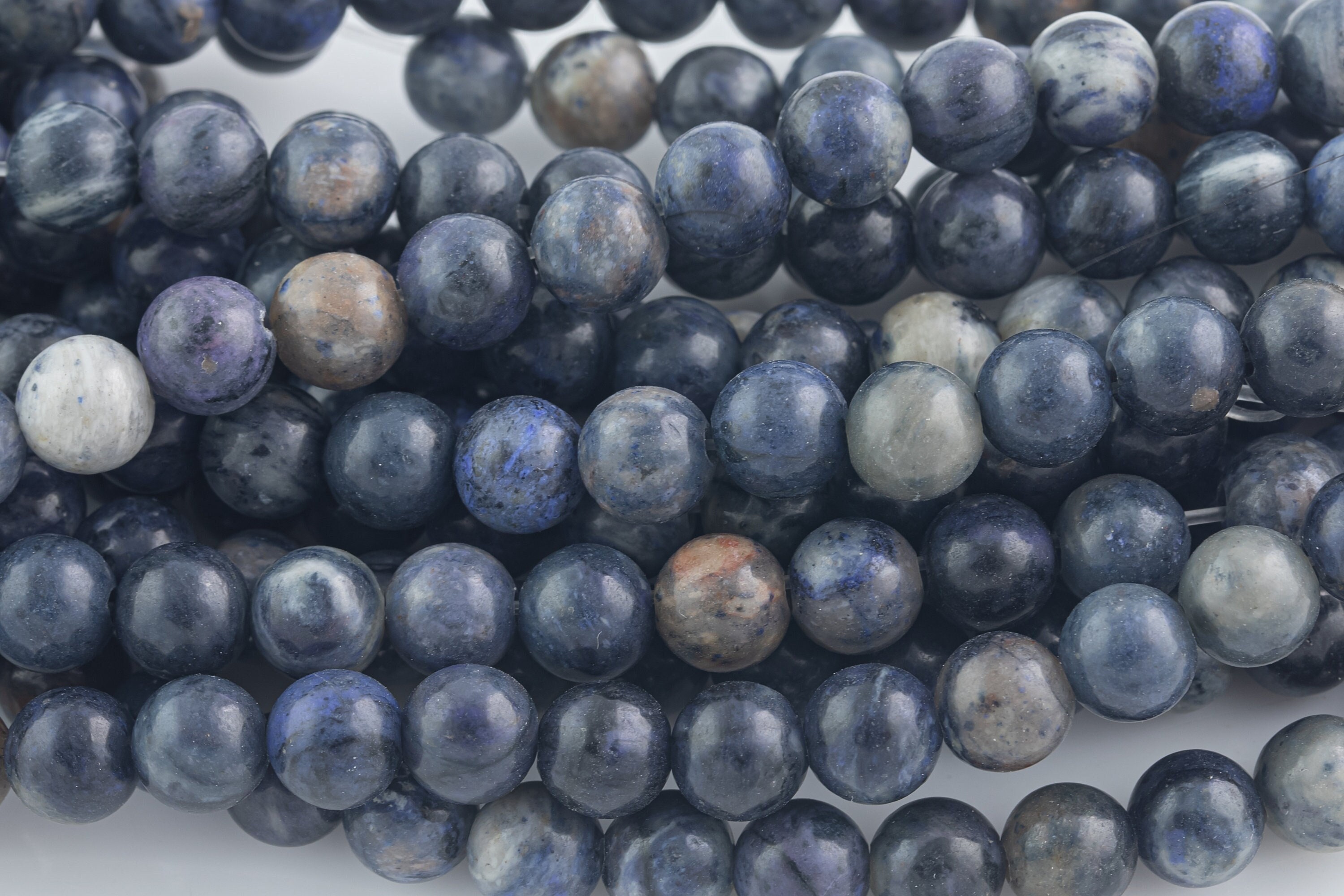 Large-hole Beads!!! 8mm Or 10mm . 2mm Hole. 7-8" Strands. Dumortierite Big Hole Beads