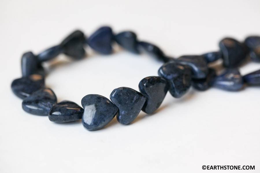 Dumortierite 12mm Heart 15.5" Strand Size/shade Varies