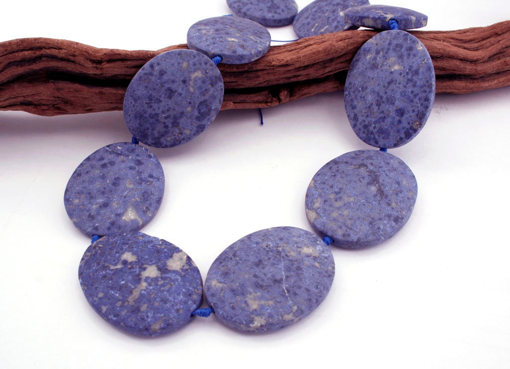 Matte Blue Dumortierite Freeform Beads, 16 Inch Strand